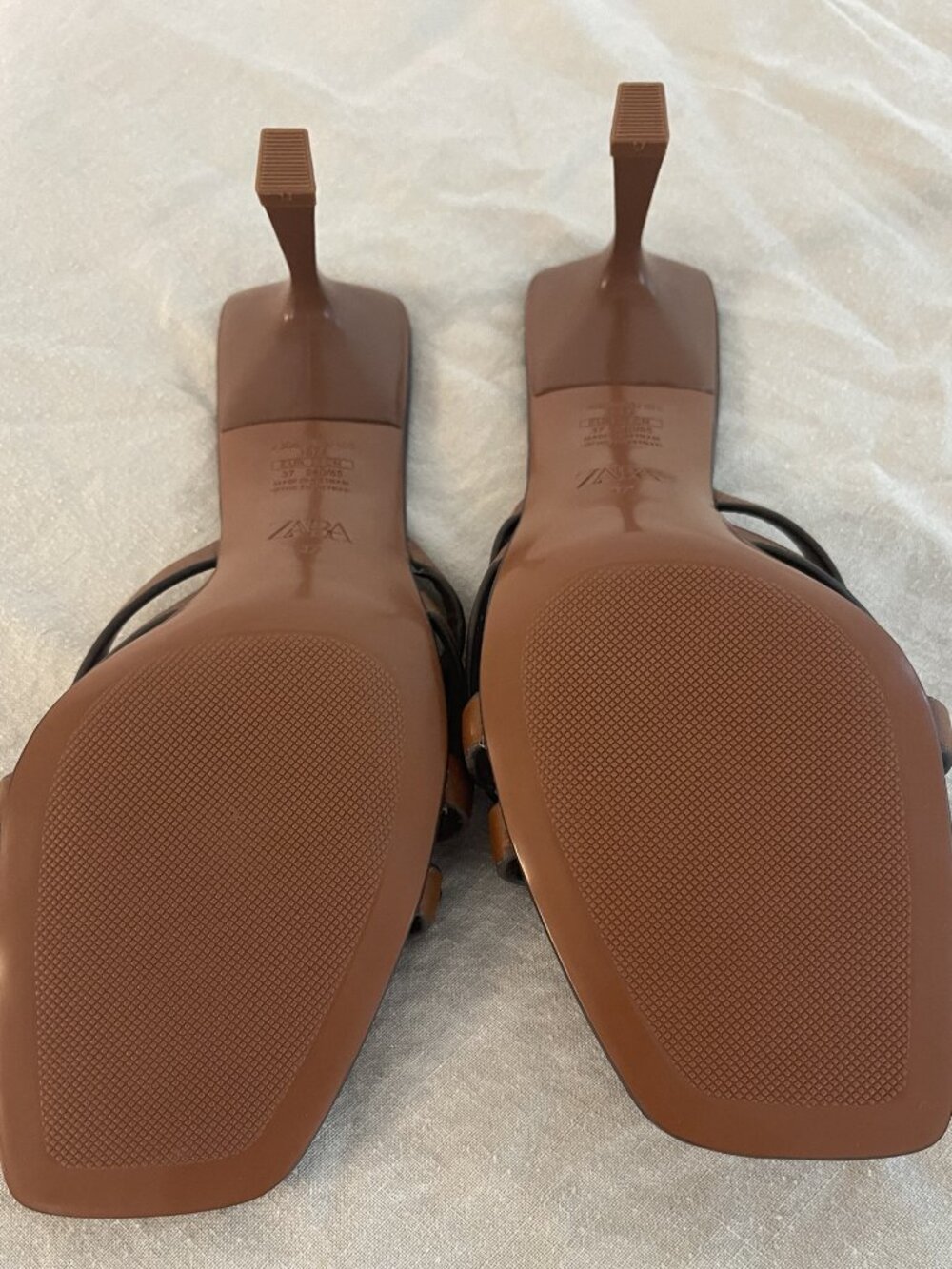 Zara Brown Leather Sandals SZ 37 NWOT - Picture 2 of 4